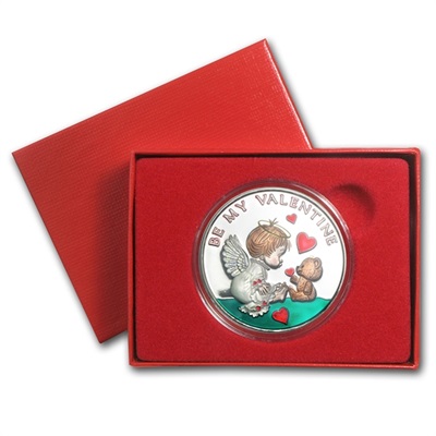 1oz Silver Round Coloured - Valentines - Boxed Gift - Click Image to Close